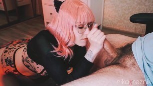 Amateur Blowjob from Cutie in Glasses