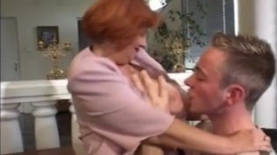 56 Yr. Old Redhead Granny Fucked By A Young Cock