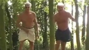 Old men fuck cutie in a forest