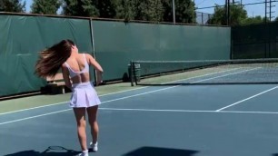 Brunette Babe Abbie Maley Public Sex on Tennis Court