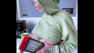 jerk my pussy&comma; play nintendo switch and drink coffee&comma; bald tattooed girl